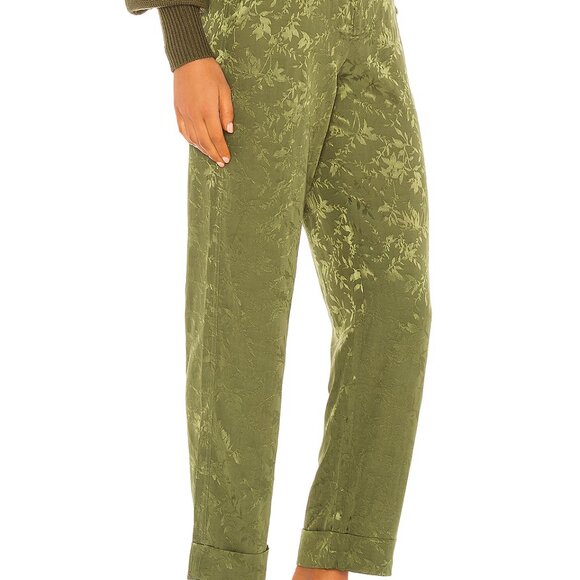 Tularosa Olive Green Satin Pants - Picture 2 of 5